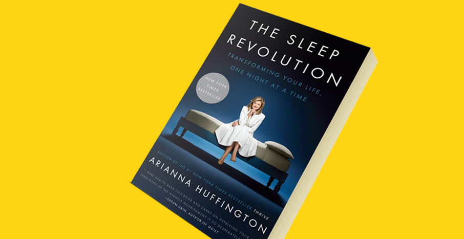 Arianna-Huffington-The-Sleep-Revolution-book-cover-on-yellow-background