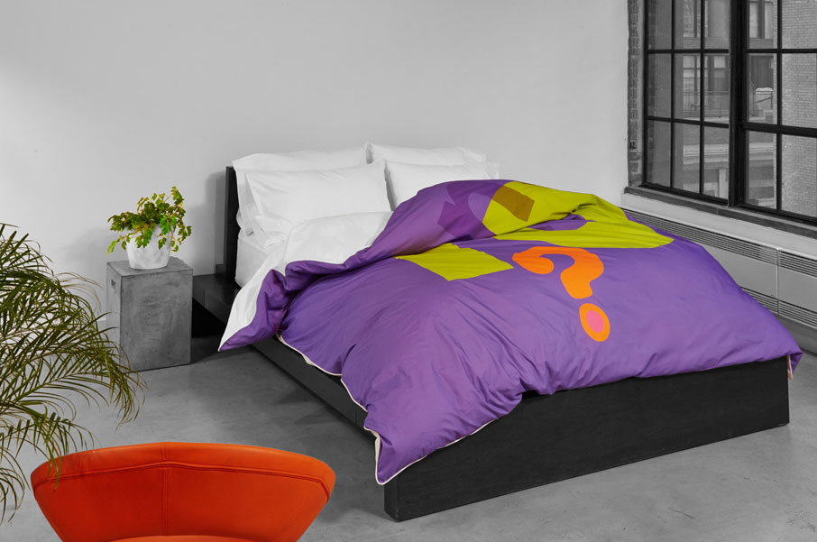 ZayZay-Want-2-Love-2-duvet-cover-purple-in-grayscale-room