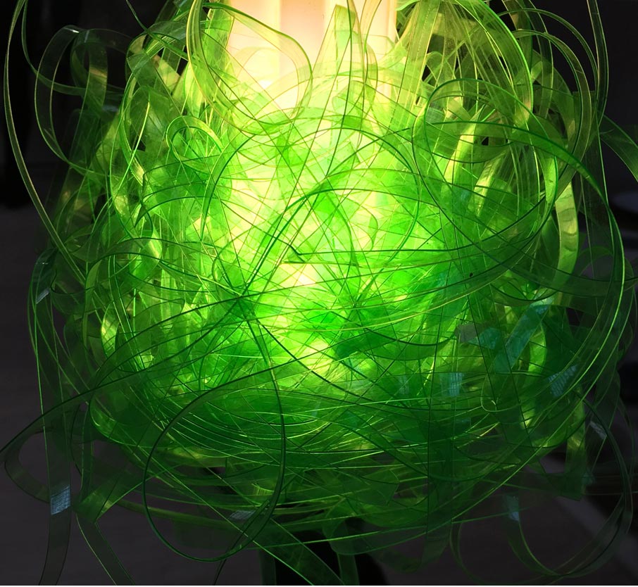 London-Design-Festival-green-translucent-ribbon-acrylic-form-wrapped-around-lighting