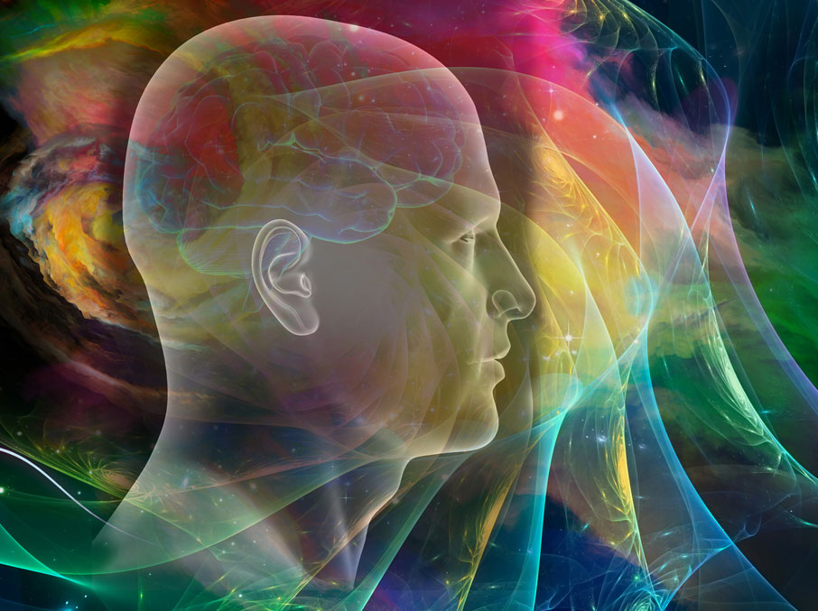 Conceptual-human-head-side-profile-against-psychadelic-background-dream-state
